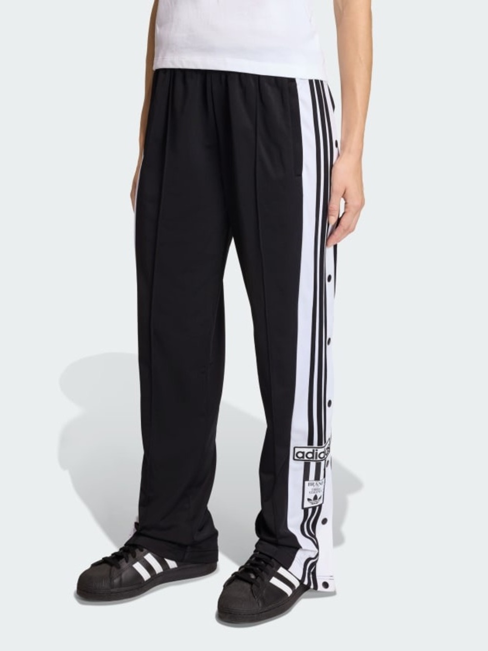 adidas Black Track Snap-Stripe Joggers with White Panels Small (ADIBREAK TRACK)